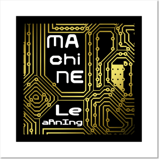 Machine Learning Computer Micro Chip White Gold Posters and Art